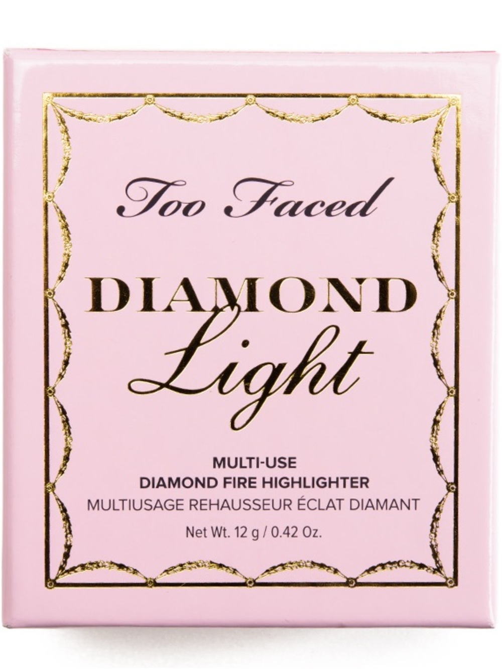 Too Faced Pink & Gold Diamond Light Highlighter Packaging